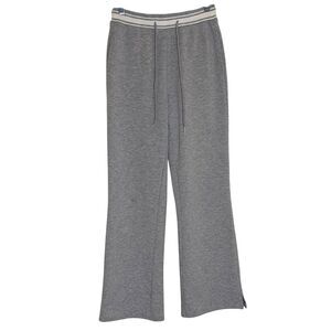 HeSaYep Sweat Pants Flare Stripe Pull On Drawstring Gray White S